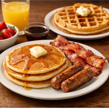 Pancakes or Waffles Breakfast